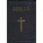 Biblia medie, 063, coperta piele, neagra, cu cruce, margini aurii, repertoar