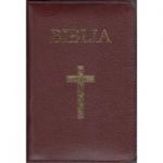 Biblia mica, 053, coperta piele, grena, cu cruce, margini aurii, repertoar, fermoar