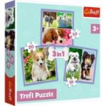 Puzzle 3in1 catelusii adorabili cu 106 piese