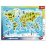 Puzzle harta lumii cu animale cu 25 de piese