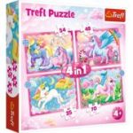 Puzzle 4 in 1 Unicorni si magie, 35/48/54/70 piese