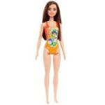 Papusa Barbie satena cu costum de baie, portocaliu