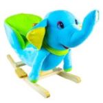 Elefant Balansoar pentru bebelusi, lemn + plus, albastru, 60x34x45 cm