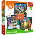 Puzzle 3-in-1 44 Cats Pisicile dragalase, Trefl