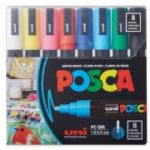 Marker UNI PC-5M 18-25 mm, set 8 culori, Posca (M1486)