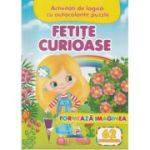 Fetite curioase-Formeaza imaginea + 62 autocolante - Activitati de logica cu autocolante amuzante