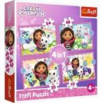 Puzzle 4in1 Gabbys Dollhouse. Aventurile lui Gabby, Trefl