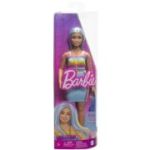 Papusa fashionista cu par albastru platinat si top sport, Barbie