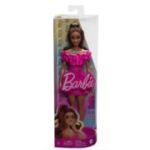 Papusa fashionista satena cu rochie roz, Barbie