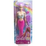 Papusa sirena cu par mov si coada roz, Barbie Dreamtopia