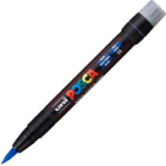 Marker pensula UNI Brush PCF-350, K, albastru, Posca