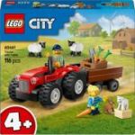 LEGO City. Tractor de ferma rosu cu remorca si oi 60461, 116 piese