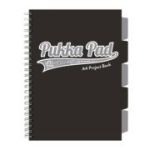 Caiet A4 cu spira si separatoare Pukka Pad Project Book, 200 file, matematica, negru