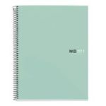 Caiet cu spira Miquelrius Original, A4, matematica, 80 file, coperta cu tratament antiviral si antibacterian, aqua