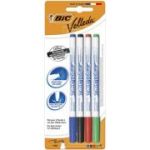 Marker pentru tabla Bic Eco Velleda 1721, varf rotund subtire, 4 culori blister