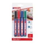 Marker permanent Edding 30, varf 1. 5-3 mm, 4 culori/blister
