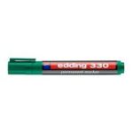 Marker permanent Edding 330, corp plastic, varf retezat, 1-5 mm, verde