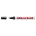 Marker permanent Edding 750, cu vopsea, corp metalic, alb, varf rotund, 2-4 mm, negru