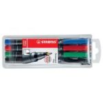 Marker permanent Stabilo Universal OHP 842, corp plastic, varf rotund, 0. 7 mm, 4 bucati/set (negru, rosu, albastru, verde)
