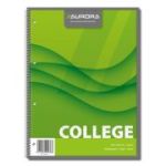 Caiet cu spirala, A4, 80 file - 70gsm, 4 perf., coperti carton, AURORA College - dictando