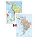 America de Sud. Harta fizico-geografica si a principalelor resurse naturale de subsol si America de Sud. Harta politica, Duo Plus 120x160 cm CR-3114DPA