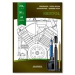 Bloc desen A4, 20 file - 210gsm, pentru schite creion/marker, AURORA Bristol - carton alb