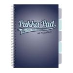 Caiet A4 cu spira si separatoare Pukka Pad Project Book, 200 file, matematica, albastru
