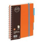 Caiet cu spira A5 Grand, 100 file, matematica, colturi rotunjite, coperta plastic, portocalie, 150-1410