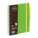 Caiet cu spira A5 Grand, 100 file, matematica, colturi rotunjite, coperta plastic, verde, 150-1411