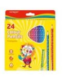 Creioane colorate Keyroad KR971277, triunghiulare, 24 culori, blister carton