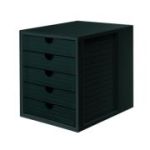 Suport plastic cu 5 sertare pentru documente, HAN - negru - sertare negre