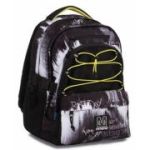 Ghiozdan Mitama, 3 compartimente, design alb cu negru, 43 x 32 x 22 cm