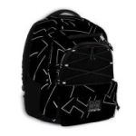 Ghiozdan Mitama, 3 compartimente, design alb cu negru, 43 x 32 x 22 cm