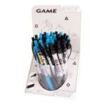 Pix cu bila Cresco Game 600020-B, cu mecanism, corp negru / albastru, grip cauciucat, scris albastru