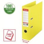 Biblioraft Esselte No.1 Power Recycled, carton, 100% reciclat, reciclabil, certificare FSC, A4, 75 mm, galben