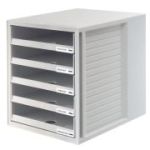 Suport plastic cu 5 sertare pentru documente, HAN (open) - gri deschis - sertare gri deschis