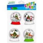 Forme decorative, hartie gumata autoadeziva, glob de Craciun, diverse culori, set 4 buc, Craft with Fun, 501364
