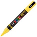 Marker UNI PC-5BR, varf pensula, 1-4 mm, galben, Posca (M1605)