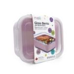 RECIPIENT STICLA 740ML CU HUSA ANTIDERAPANTA SILICON MELII ROZ