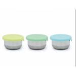 SET 3 RECIPIENTE MINI INOX CU CAPAC SILICON, MELII, BLEU MINT LIME