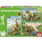 Set puzzle 3 x 48 piese, Aventurile dinozaurilor, Schmidt