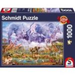 Puzzle 1000 piese, Animale la adapat, Schmidt