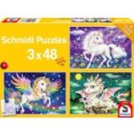 Set puzzle 3 x 24 piese, Animale mitice + cadou poster, Schmidt
