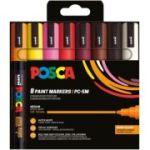 Marker UNI Posca PC-5M, varf rotund, 1. 8-2. 5mm, set 8 culori calde