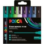 Marker UNI Posca PC-5M, varf rotund, 1. 8-2. 5mm, set 8 culori reci