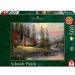 Puzzle 500 piese, Thomas Kinkade - Recreere la cabana, Schmidt