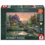 Puzzle 1000 piese, Thomas Kinkade - Retragerea iubitilor, Schmidt