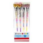 Pix cu gel CNX NO 323, 0. 8mm, cu capac, corp transparent, scris neon multicolor, cu figurine diamant