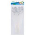 Accesorii creatie - pene, alb, 18-20cm, cu sclipici argintiu, set 6 buc, Craft with Fun, 463665