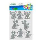 Accesorii creatie - stickere autoadezive - ingeri decorativi, argintii, 10x17 cm, set 8 buc, Craft with Fun 521540